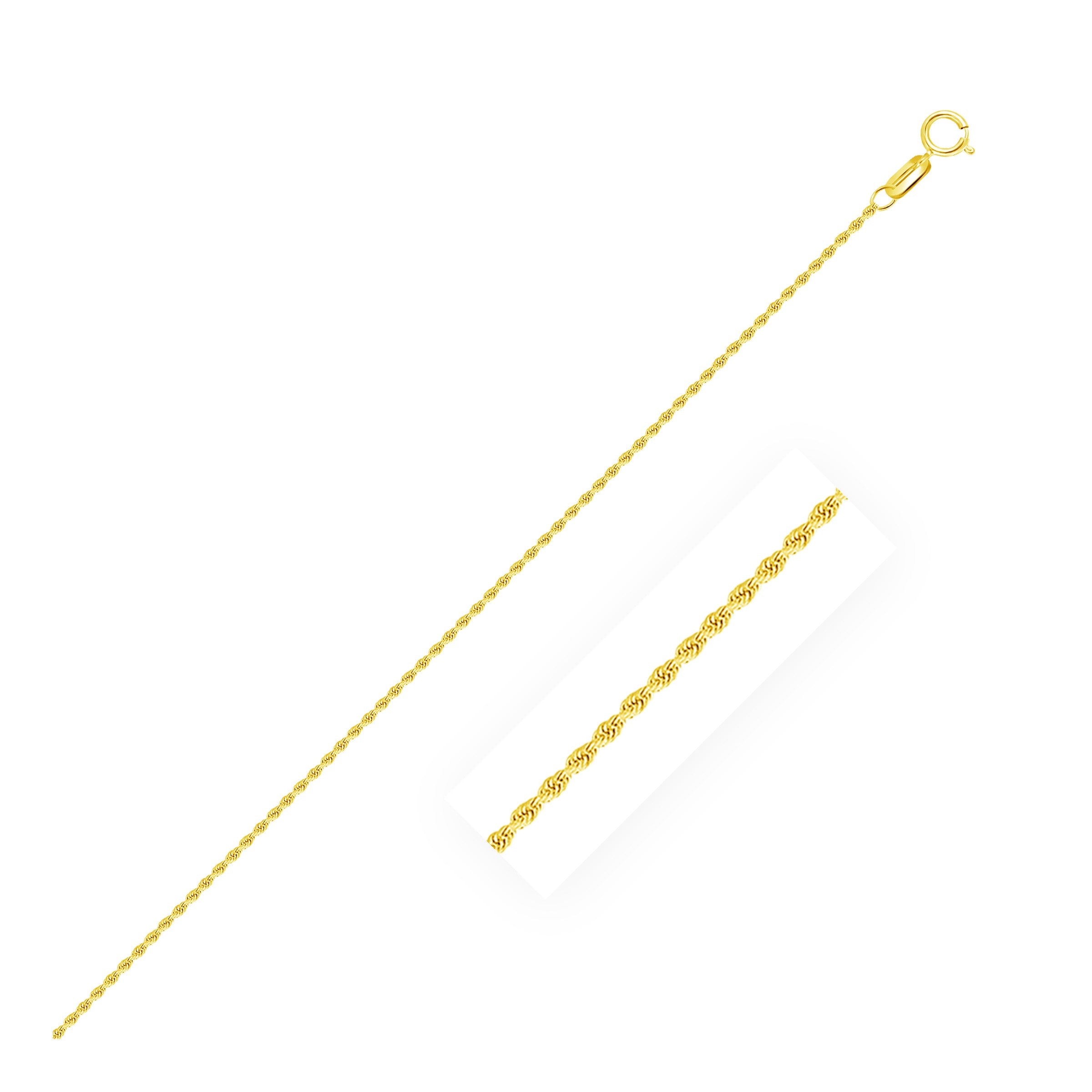 10k Yellow Gold Solid Diamond Cut Rope Chain (1.40 mm) in a sleek high-contrast midnight luxury editorial style